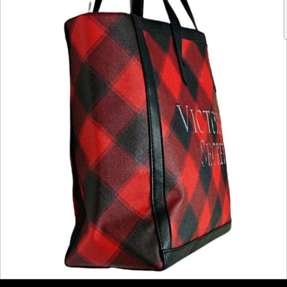 Victoria's Secret Black and Red Buffalo Plaid Carryall tote - Picture 2 of 3